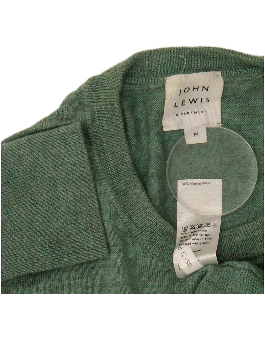 Maglione da uomo girocollo John Lewis in lana merino verde medio