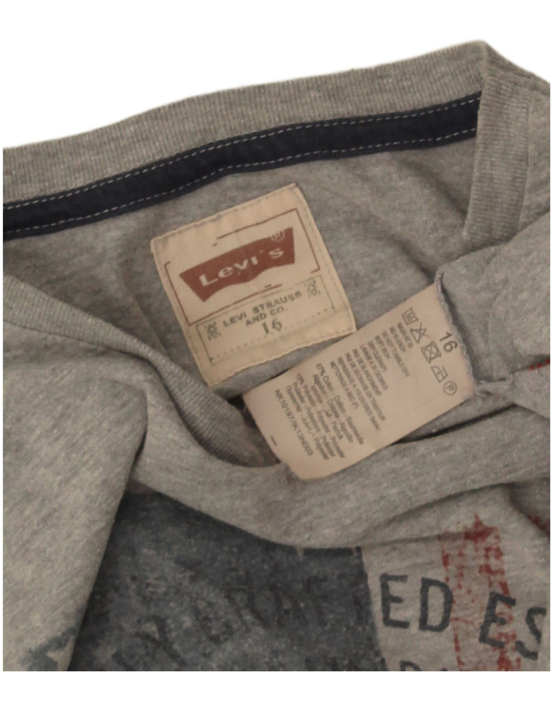 Maglietta grafica da bambino Levi's a maniche lunghe 15-16 anni in cotone grigio