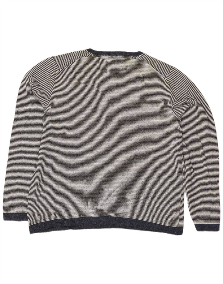 MARKS & SPENCER Maglione maglione girocollo da uomo grande gessato blu navy