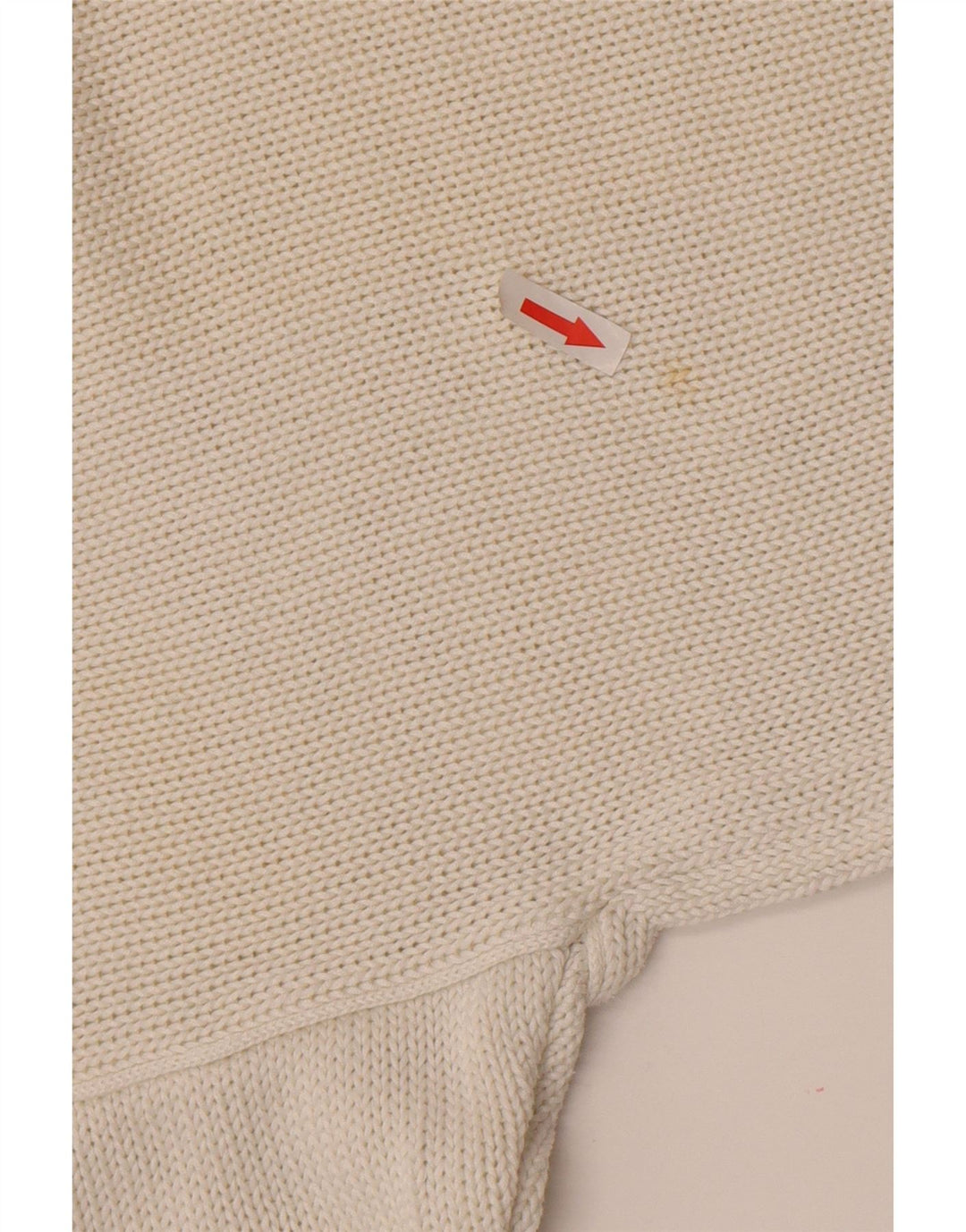 Maglione maglione con scollo a V grafico da donna vintage UK 14 bianco medio