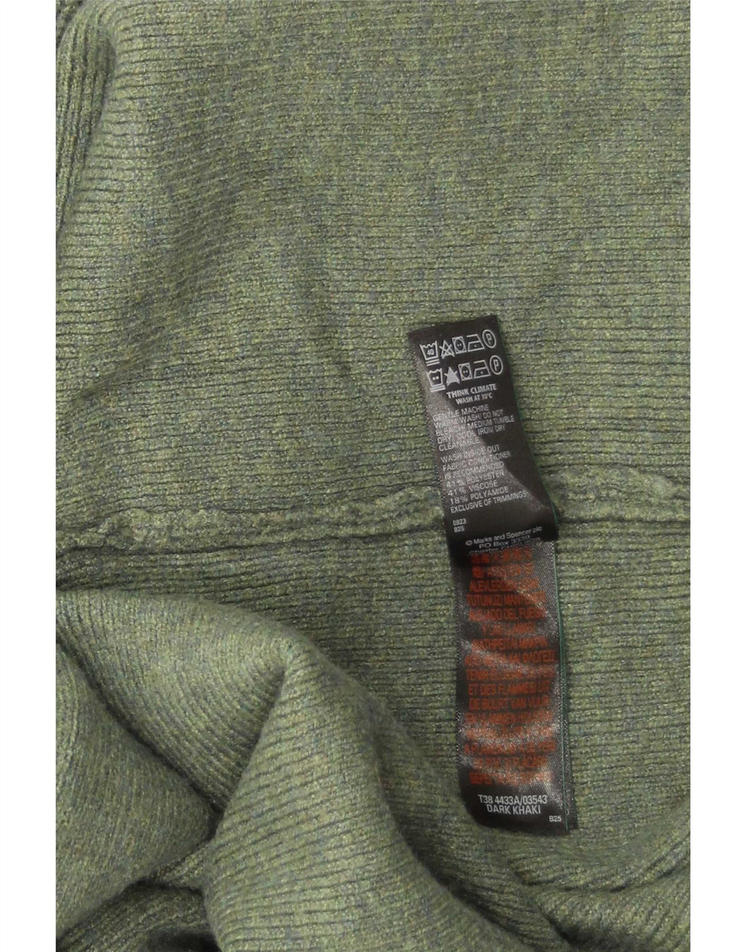 Maglione cardigan aperto lungo da donna Marks & Spencer UK 16 grande kaki