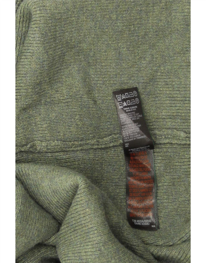 Maglione cardigan aperto lungo da donna Marks & Spencer UK 16 grande kaki