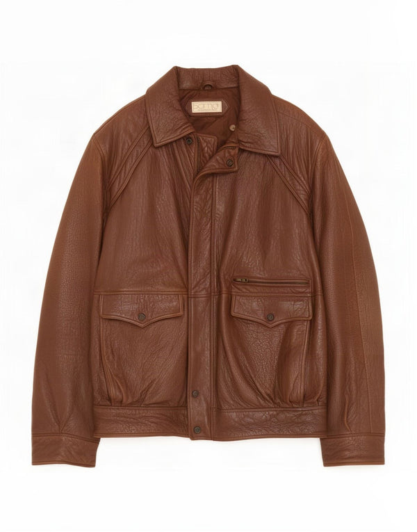 Giacca in pelle vintage da uomo UK 42 XL Marrone