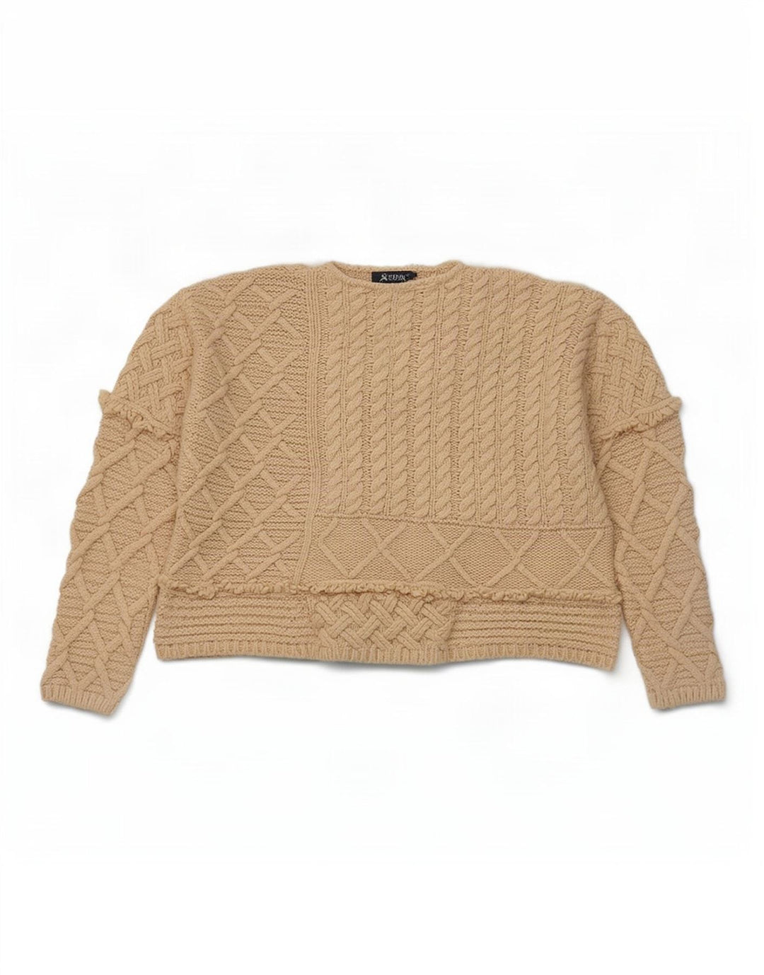 Maglione girocollo oversize corto da donna Zara UK 14 Beige medio