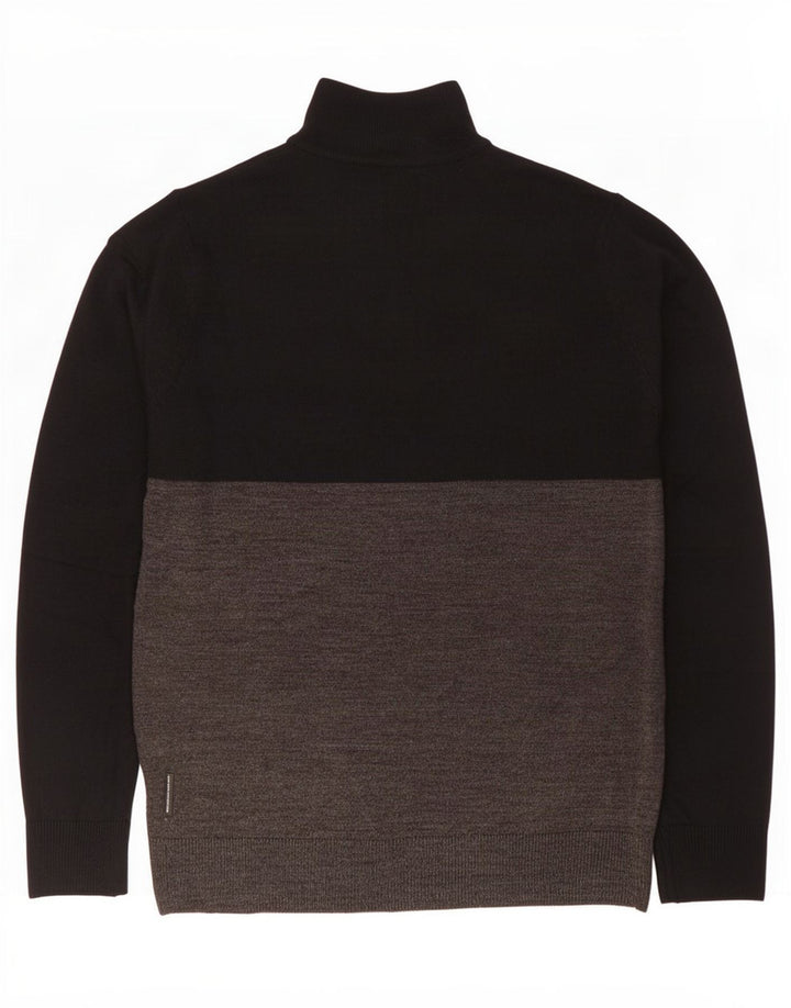 Maglione da uomo con collo con zip French Connection, blocco colore nero medio