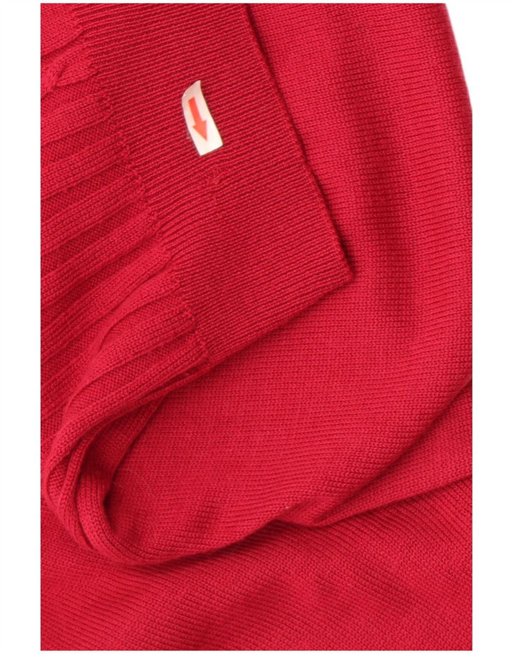 Maglione cardigan da donna vintage UK 14 lana vergine rossa media