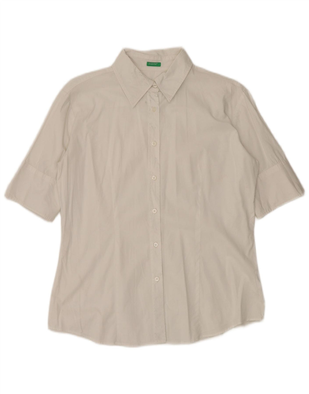 Camicia a maniche corte da donna BENETTON UK 16 grande cotone bianco