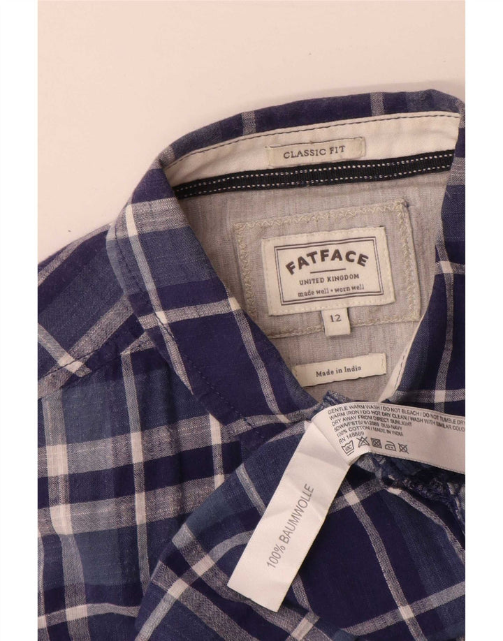 Camicia da donna dal taglio classico Fat Face UK 12 Cotone medio a quadri blu navy