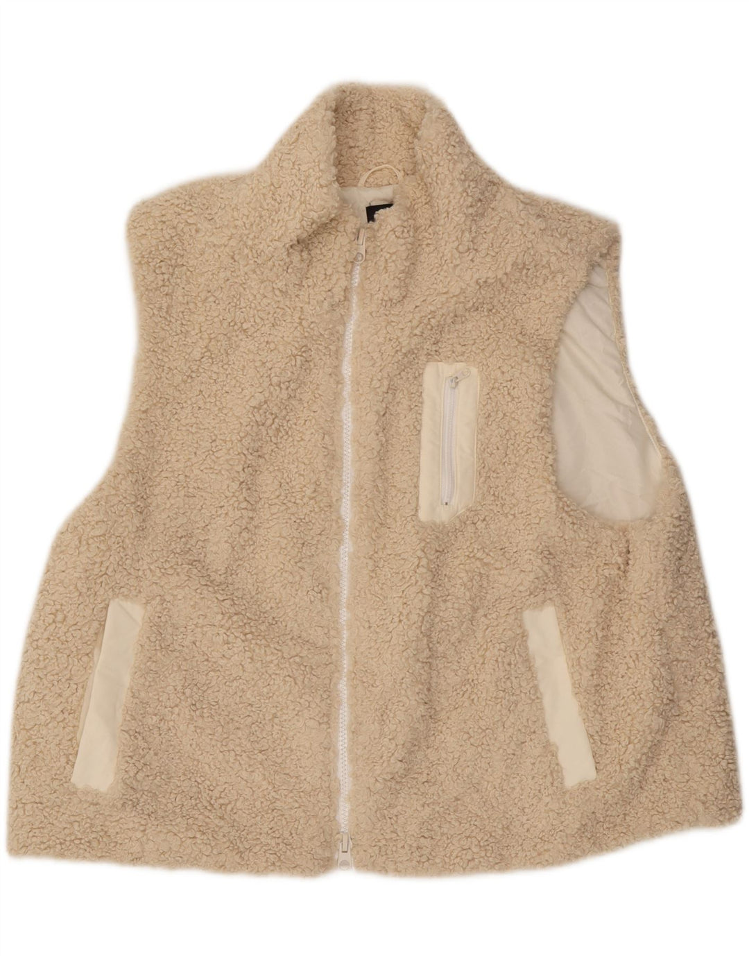 Gilet oversize in pile Zara da donna UK 10 piccolo poliestere beige