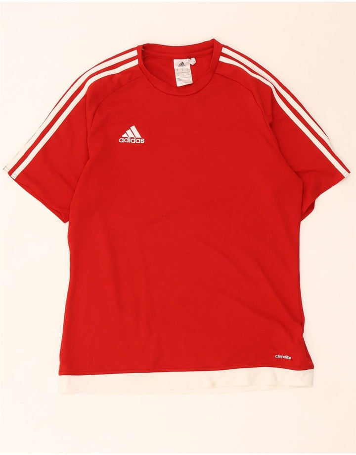 T-shirt Adidas Climalite da uomo Top in poliestere color block rosso medio