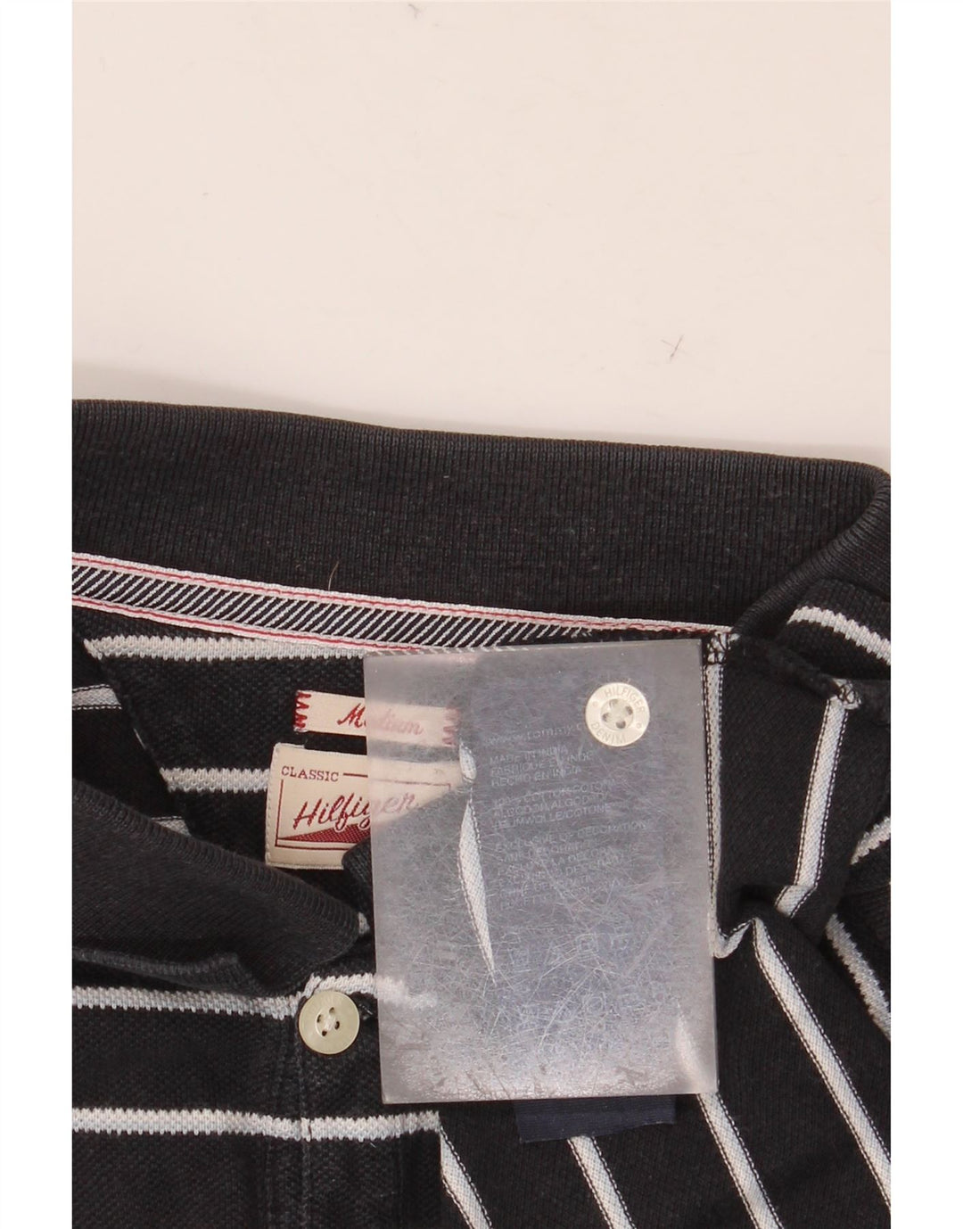 TOMMY HILFIGER Polo da uomo in cotone a righe nere medie