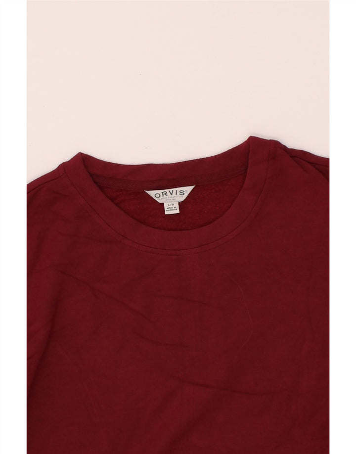 ORVIS Womens Oversized Sweatshirt Jumper UK 16 Large Burgundy Cotton Vintage Orvis and Second-Hand Orvis from Messina Hembry 