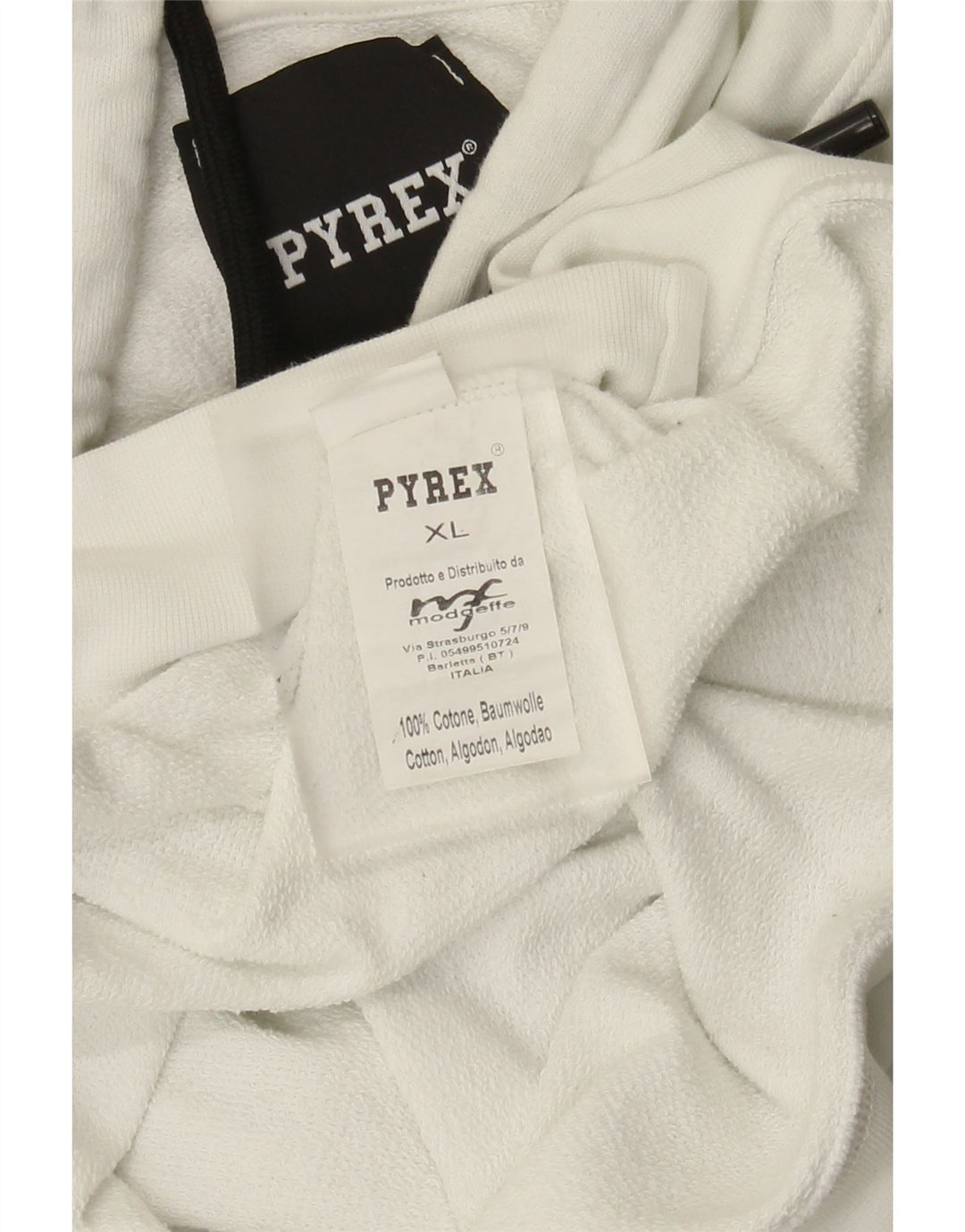 Felpa con cappuccio grafica da uomo Pyrex XL in cotone bianco