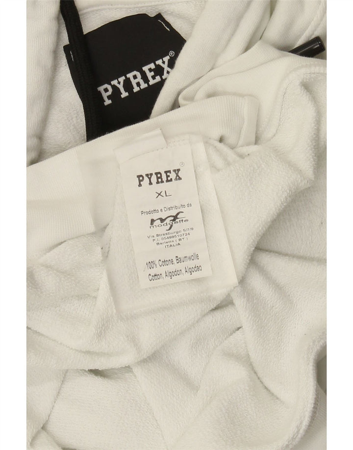 Felpa con cappuccio grafica da uomo Pyrex XL in cotone bianco