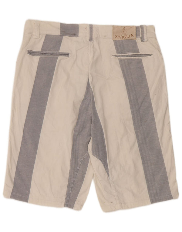SIVIGLIA Pantaloncini casual da uomo W33 Cotone a righe bianche medie