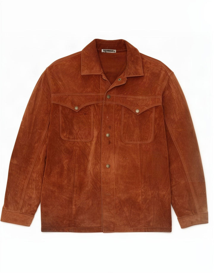 Giacca vintage in pelle scamosciata da uomo UK 38 Marrone medio