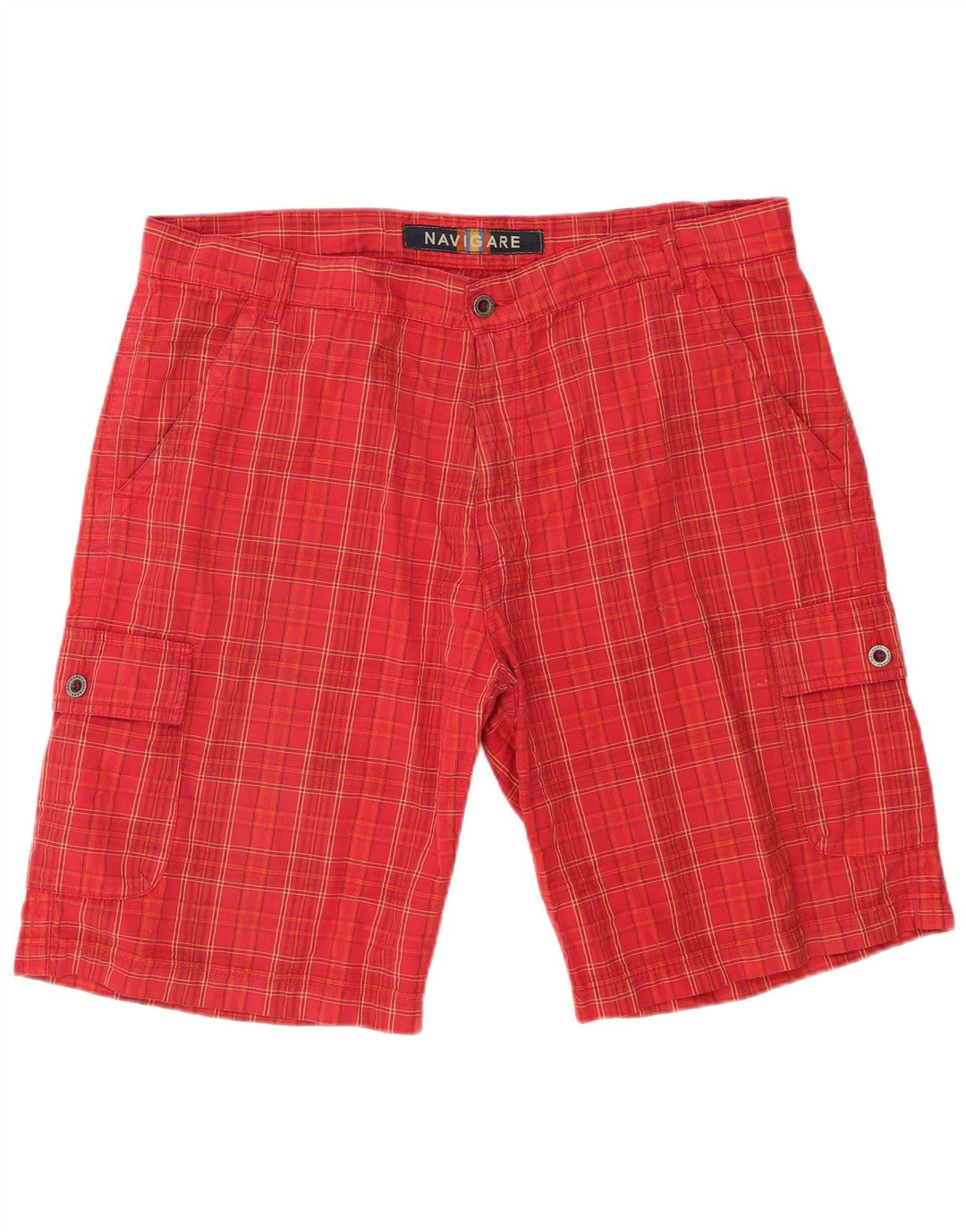 Pantaloncini cargo da uomo Navigare W41 XL in cotone a quadri rossi