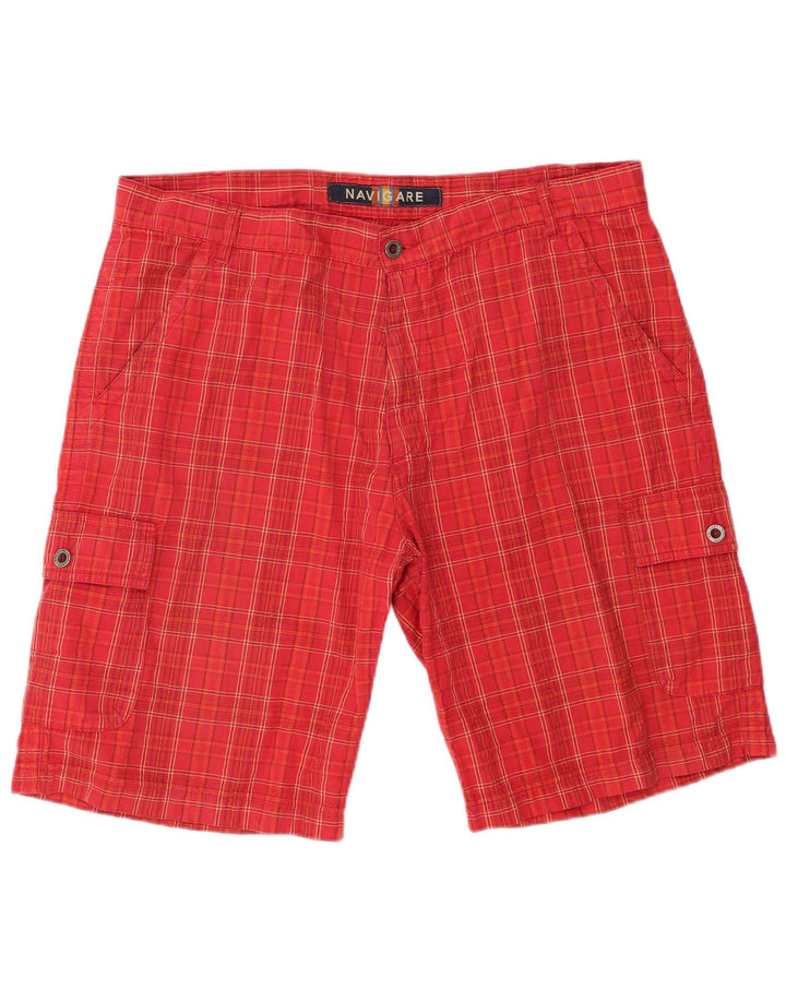 Pantaloncini cargo da uomo Navigare W41 XL in cotone a quadri rossi