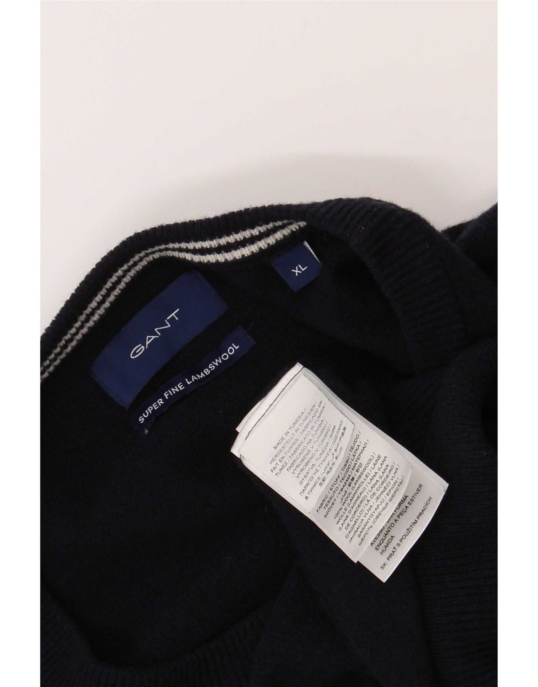 Maglione maglione girocollo da uomo Gant XL blu navy in lana d'agnello