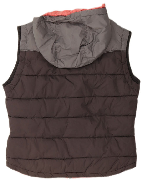 Gilet imbottito con cappuccio da donna Superdry UK 12 Nylon color block grigio medio