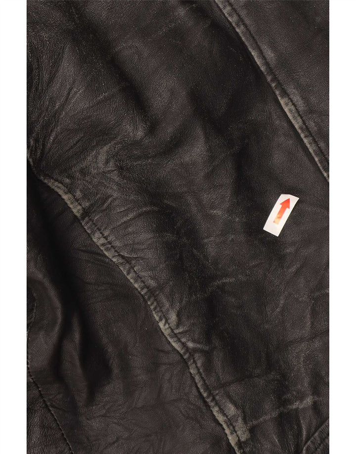 Giacca da pilota in pelle da uomo Jack & Jones UK 36 piccola nera