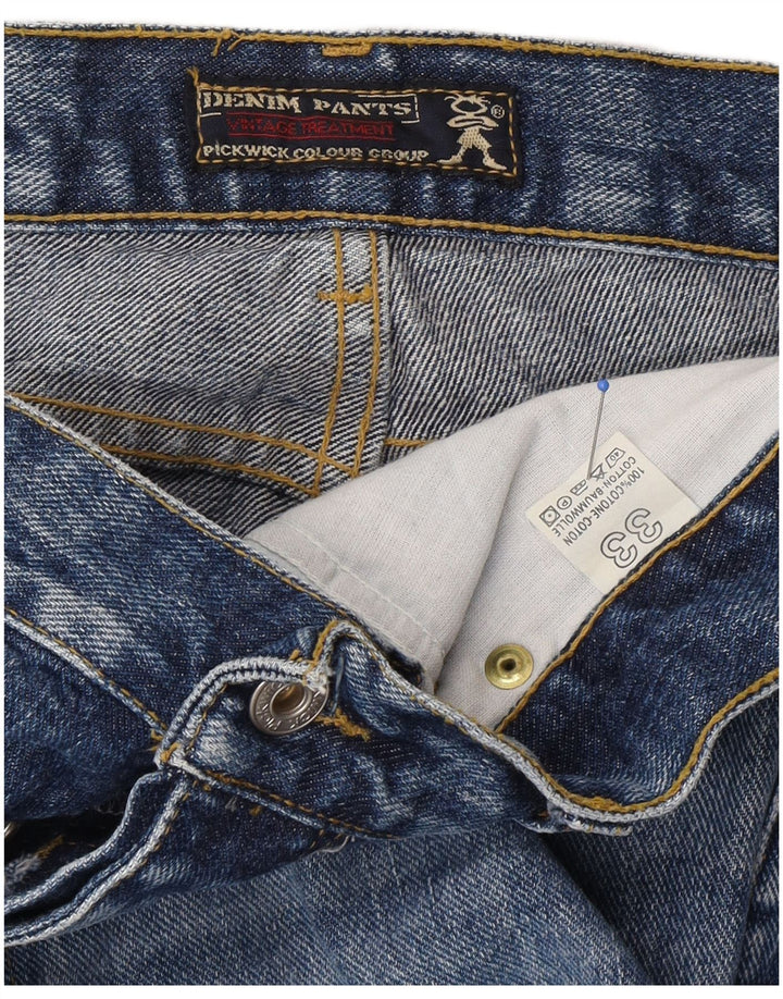 PICKWICK Mens Straight Jeans W33 L30 Blue Cotton