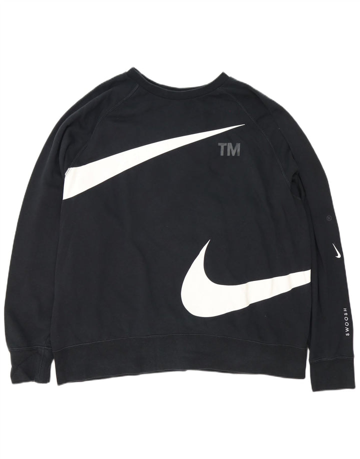 Felpa con grafica Nike da uomo, maglione 2XL, cotone nero