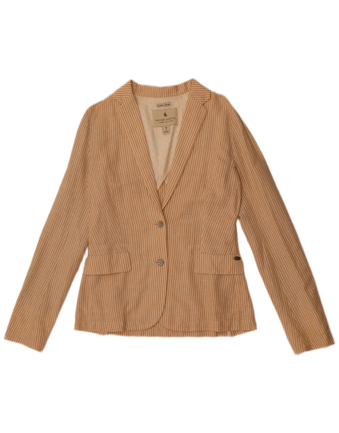 Giacca blazer da donna a 2 bottoni Maison Scotch taglia 1 piccolo gessato beige