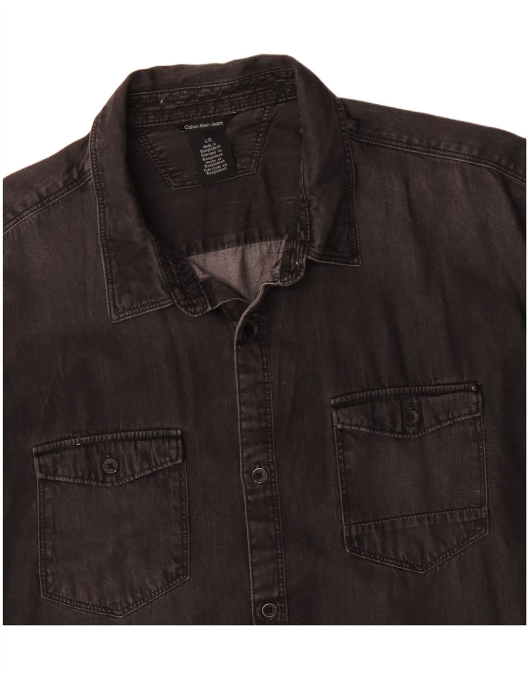 CALVIN KLEIN JEANS Camicia di jeans da uomo grande in cotone nero