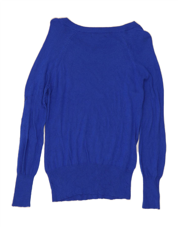 MOSSIMO Womens Boat Neck Jumper Sweater UK 12 Medium Blue Nylon Vintage Mossimo and Second-Hand Mossimo from Messina Hembry 