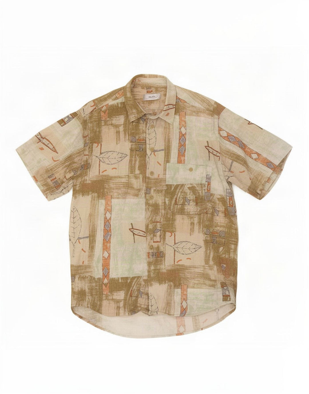 Camicia Joka da uomo a maniche corte XL Khaki geometrica