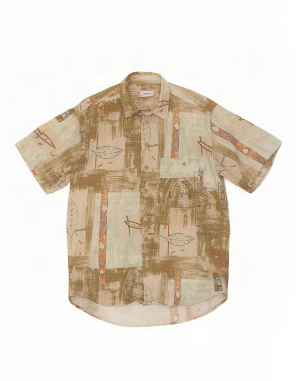 Joka Mens Short Sleeve Shirt XL Khaki Geometric