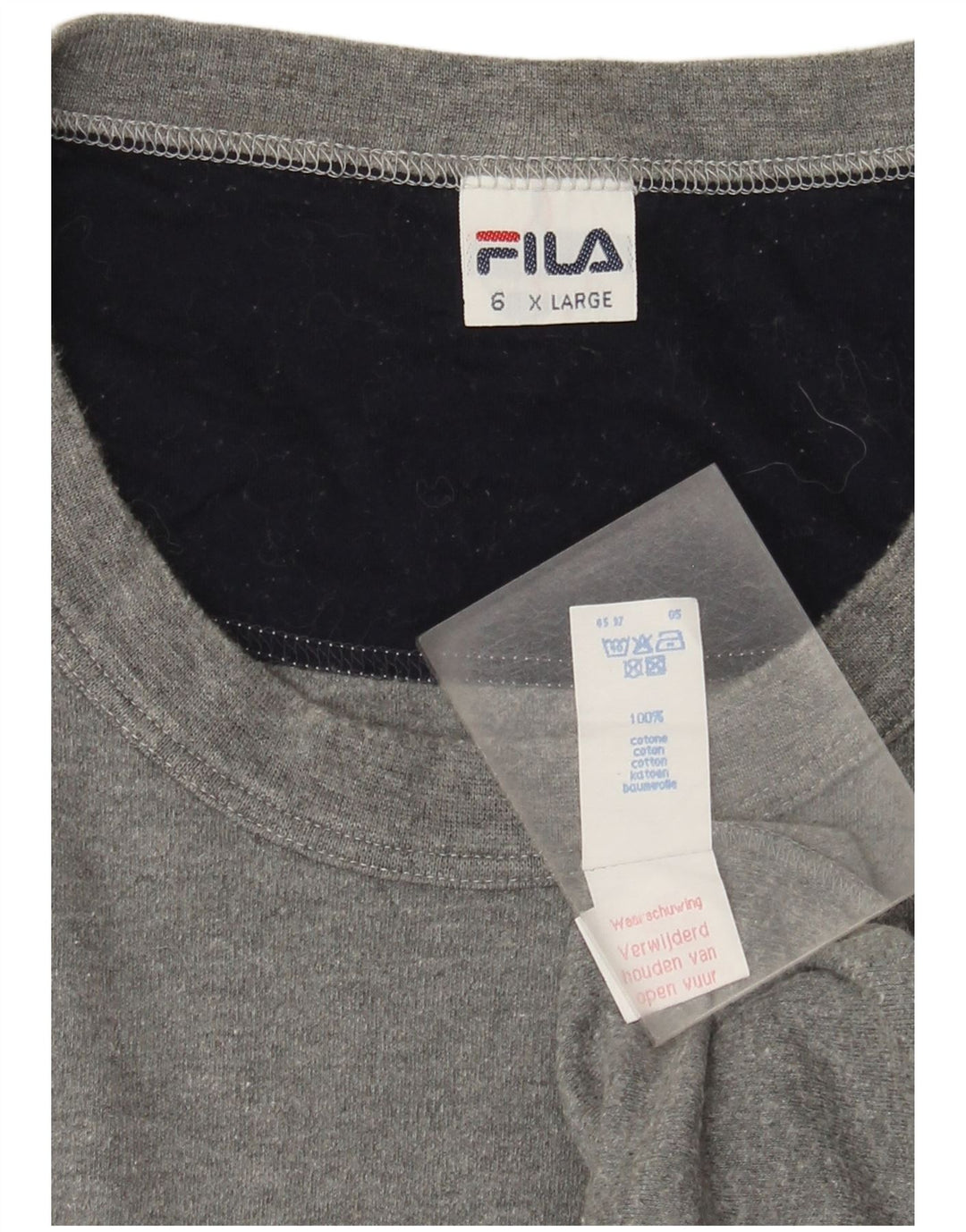 Fila Maglia da uomo a maniche lunghe XL in cotone chiazzato grigio