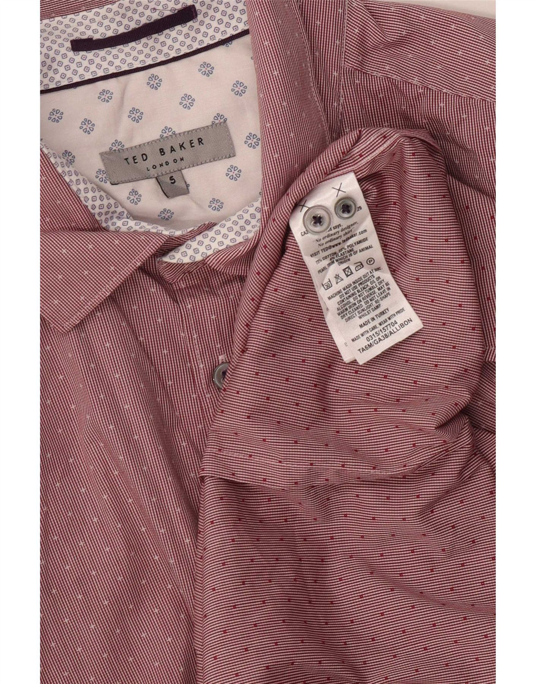 Camicia da uomo Ted Baker taglia 5 XL cotone gessato rosso