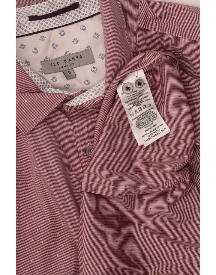 Camicia da uomo Ted Baker taglia 5 XL cotone gessato rosso