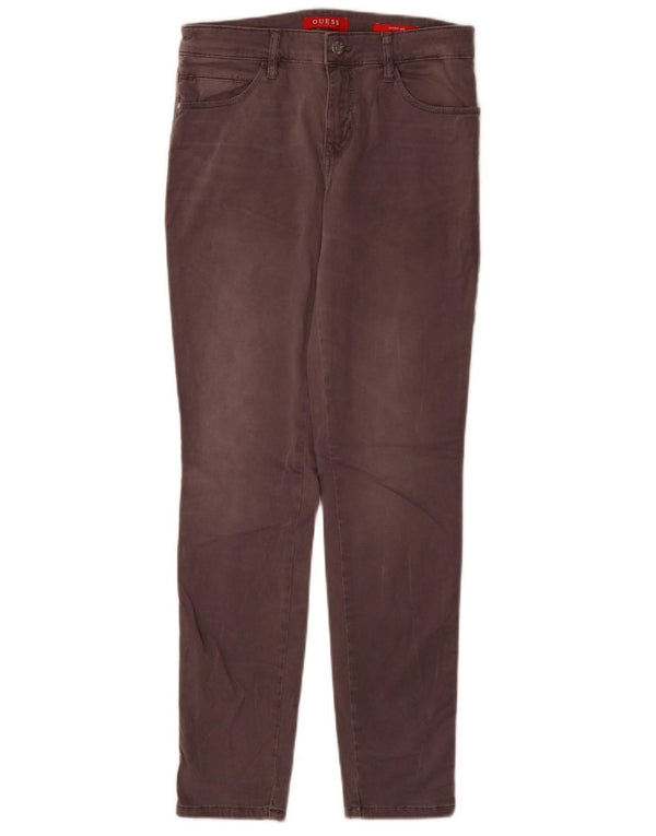 GUESS Womens Skinny Casual Trousers W28 L30 Grey Cotton