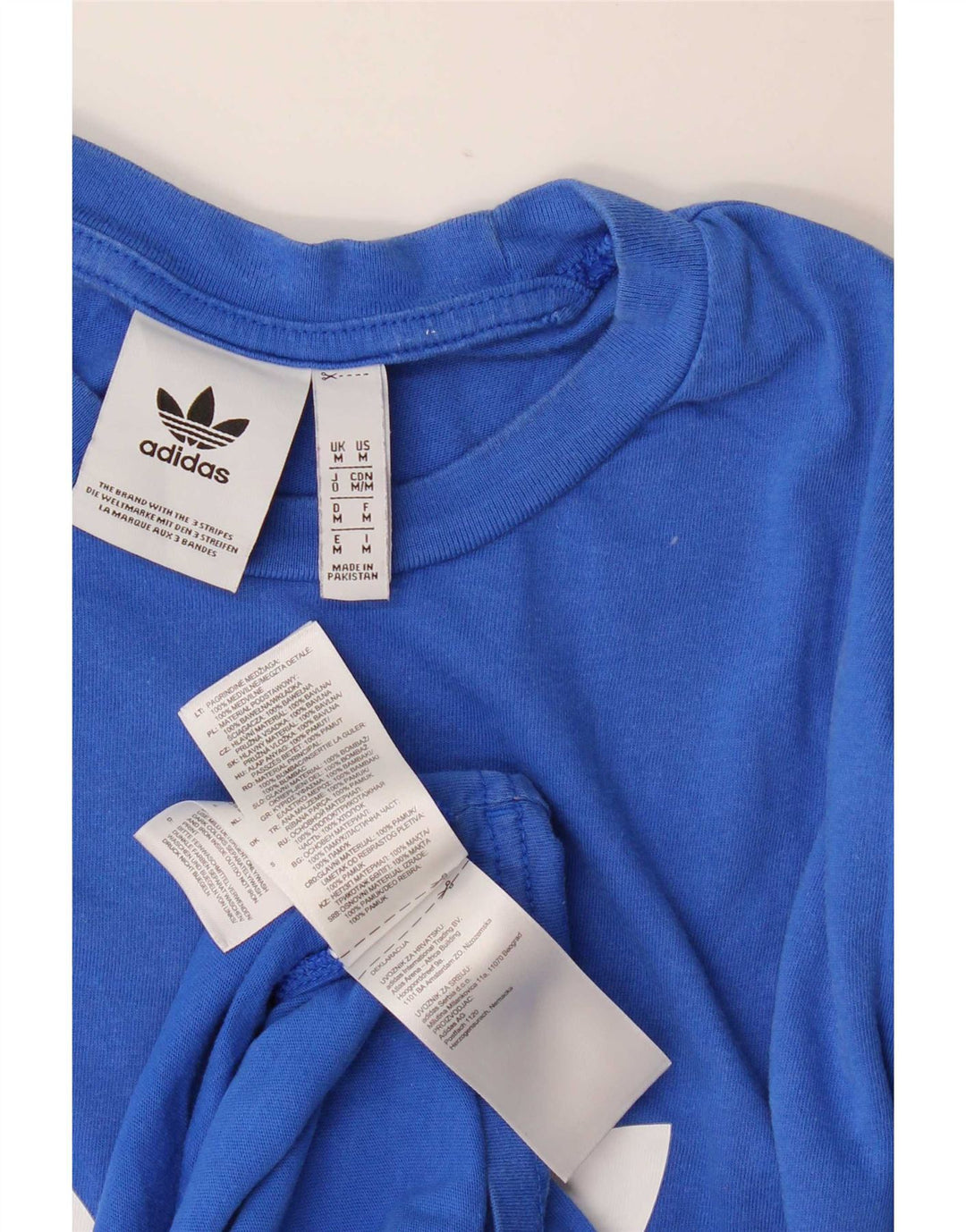 T-shirt grafica da uomo Adidas Top in cotone blu medio