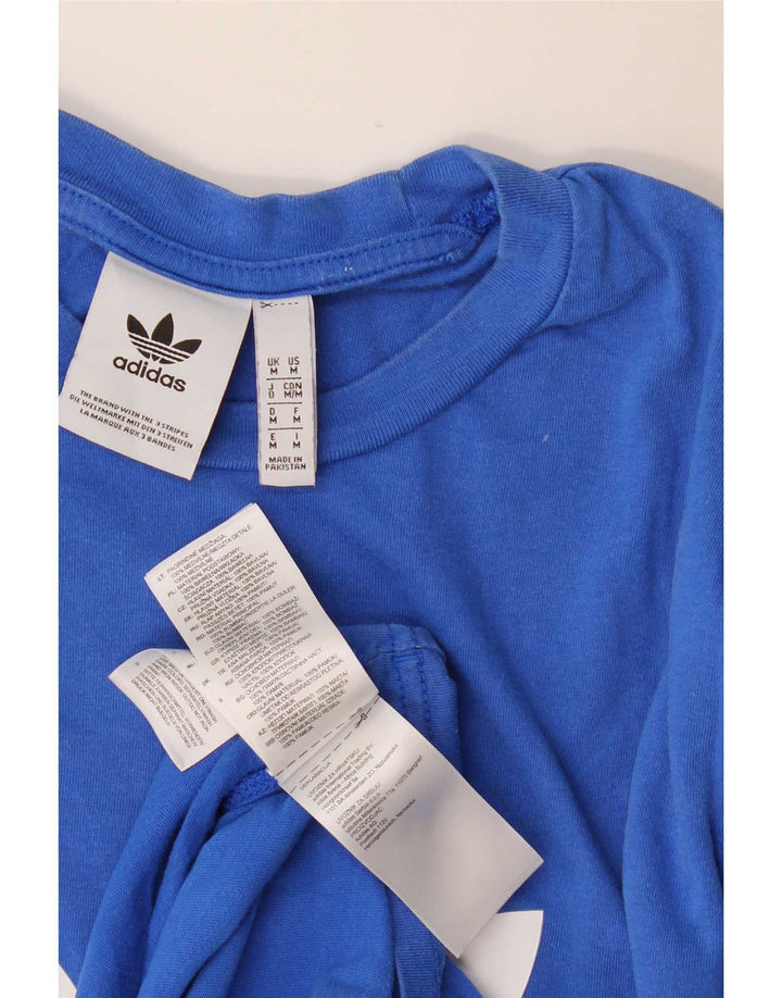 T-shirt grafica da uomo Adidas Top in cotone blu medio