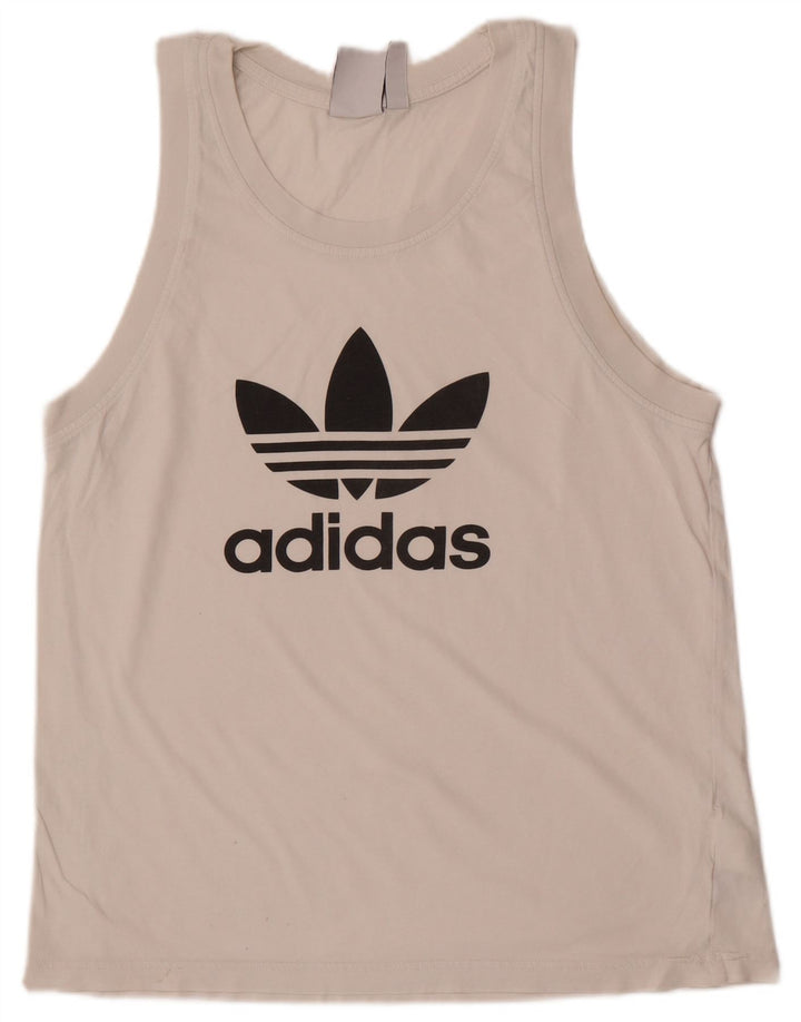 Canotta grafica da uomo Adidas in cotone bianco medio