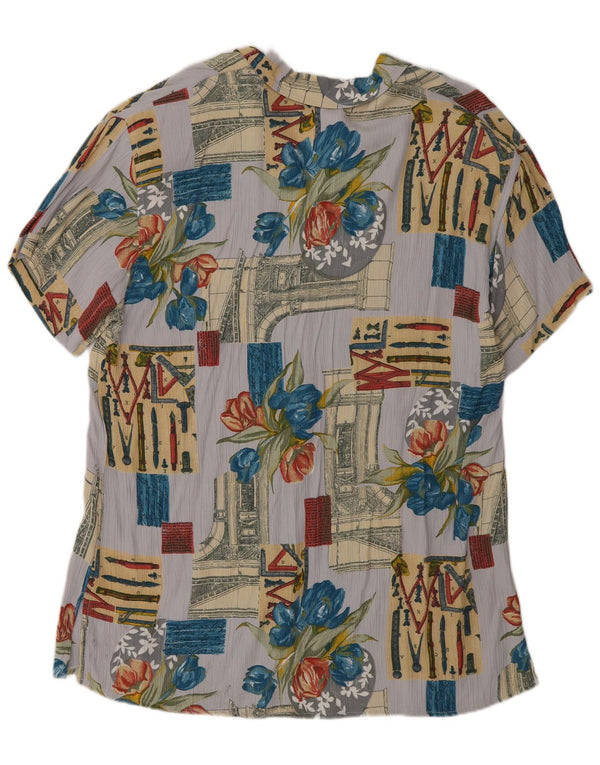 CARLA FERRONI Camicetta da donna UK 16 Grande patchwork multicolore