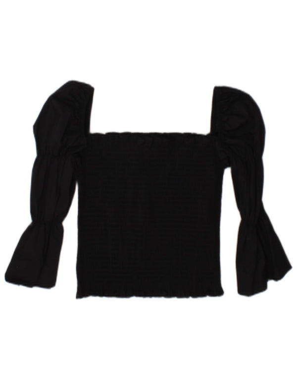 Top corto da donna Guess in camicetta UK 6 XS cotone nero