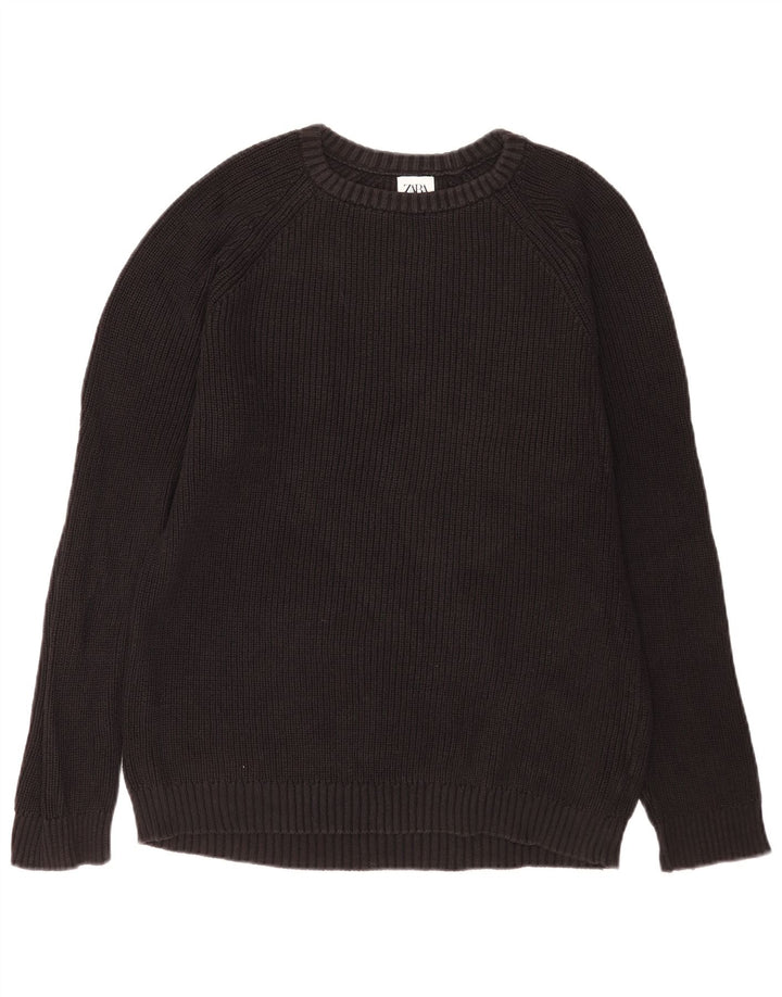 Maglione maglione girocollo da uomo Zara grande in cotone nero