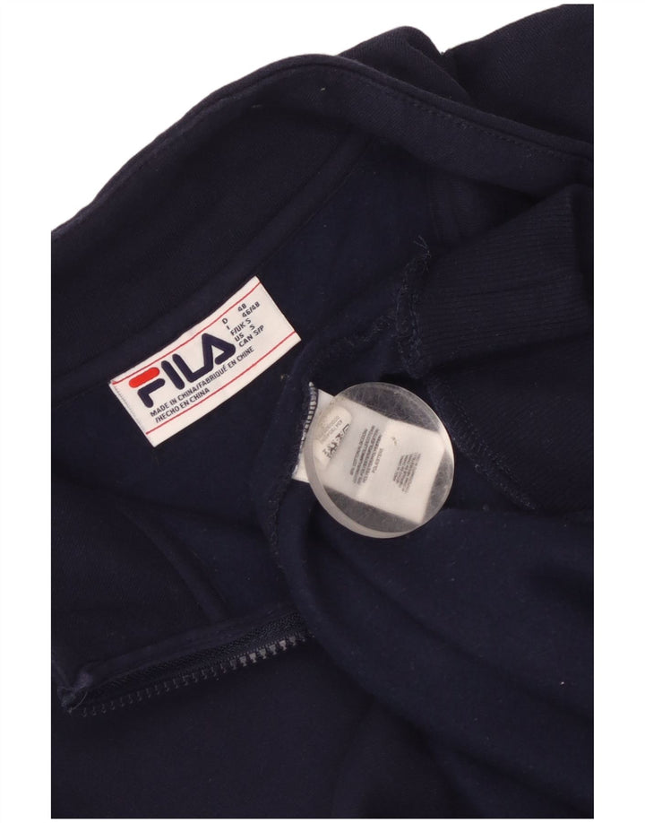 Felpa Fila da uomo con grafica con zip e collo, maglione piccolo blu navy color block