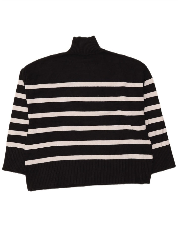 Maglione a collo alto oversize da donna Zara UK 16 a righe grandi nere