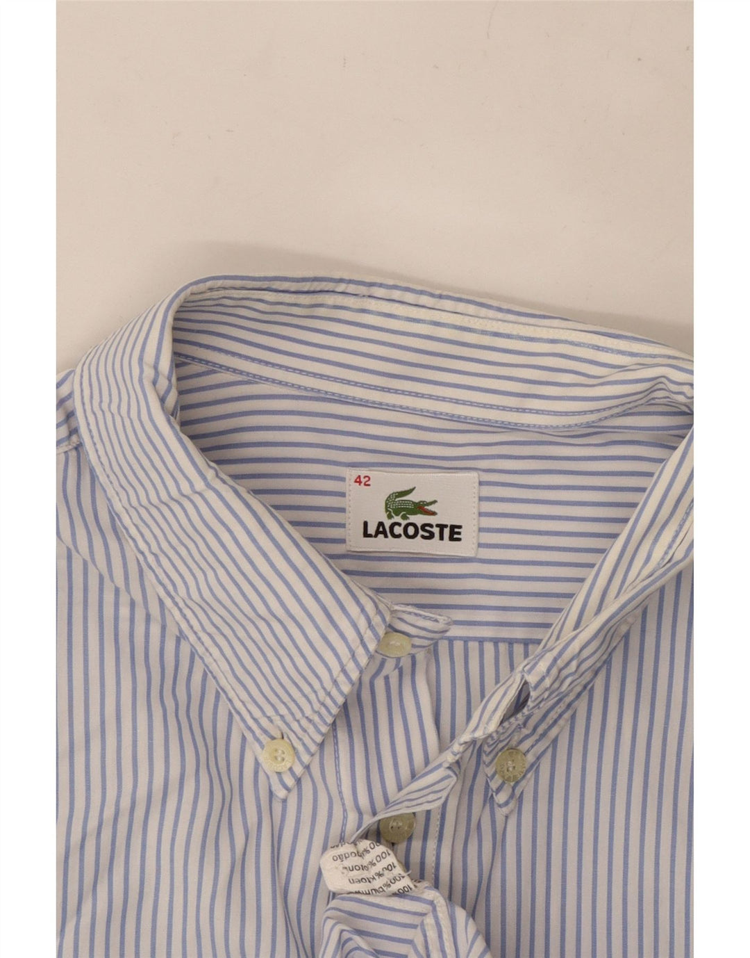 Camicia da uomo LACOSTE taglia 42 grande cotone gessato blu