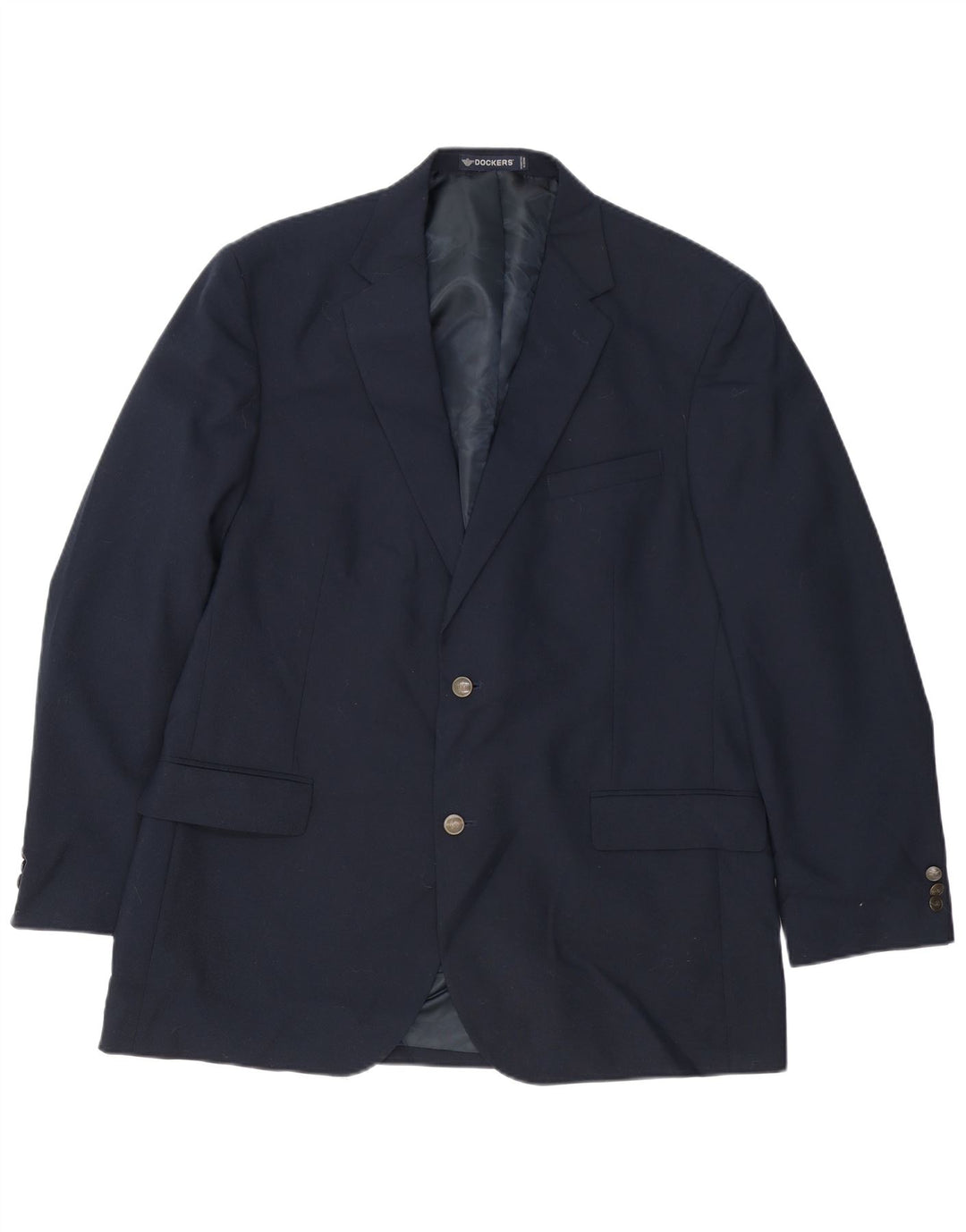Giacca blazer da uomo a 2 bottoni lunga Dockers UK 44 2XL Lana blu navy
