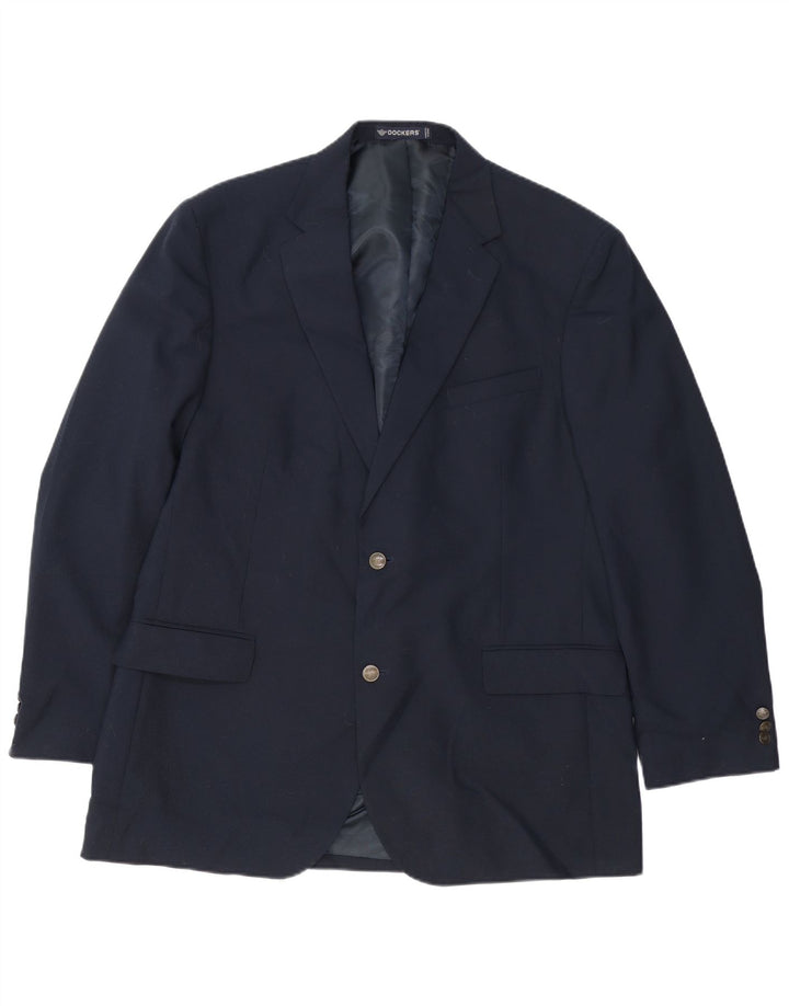 Giacca blazer da uomo a 2 bottoni lunga Dockers UK 44 2XL Lana blu navy