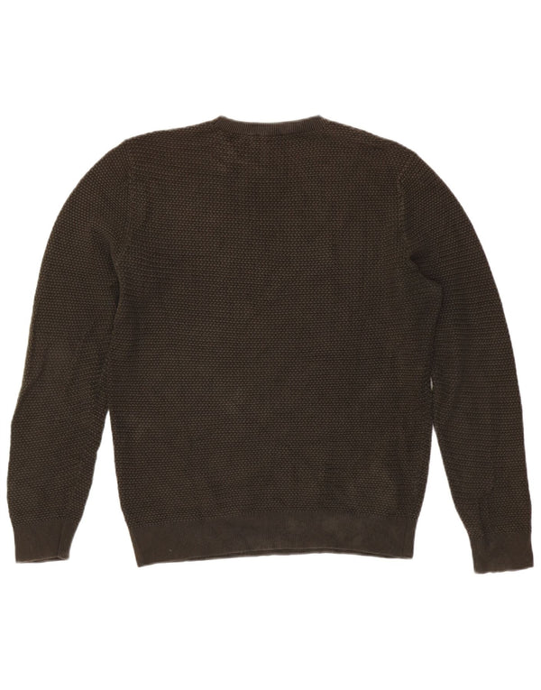 Maglione maglione girocollo da uomo in cotone kaki medio