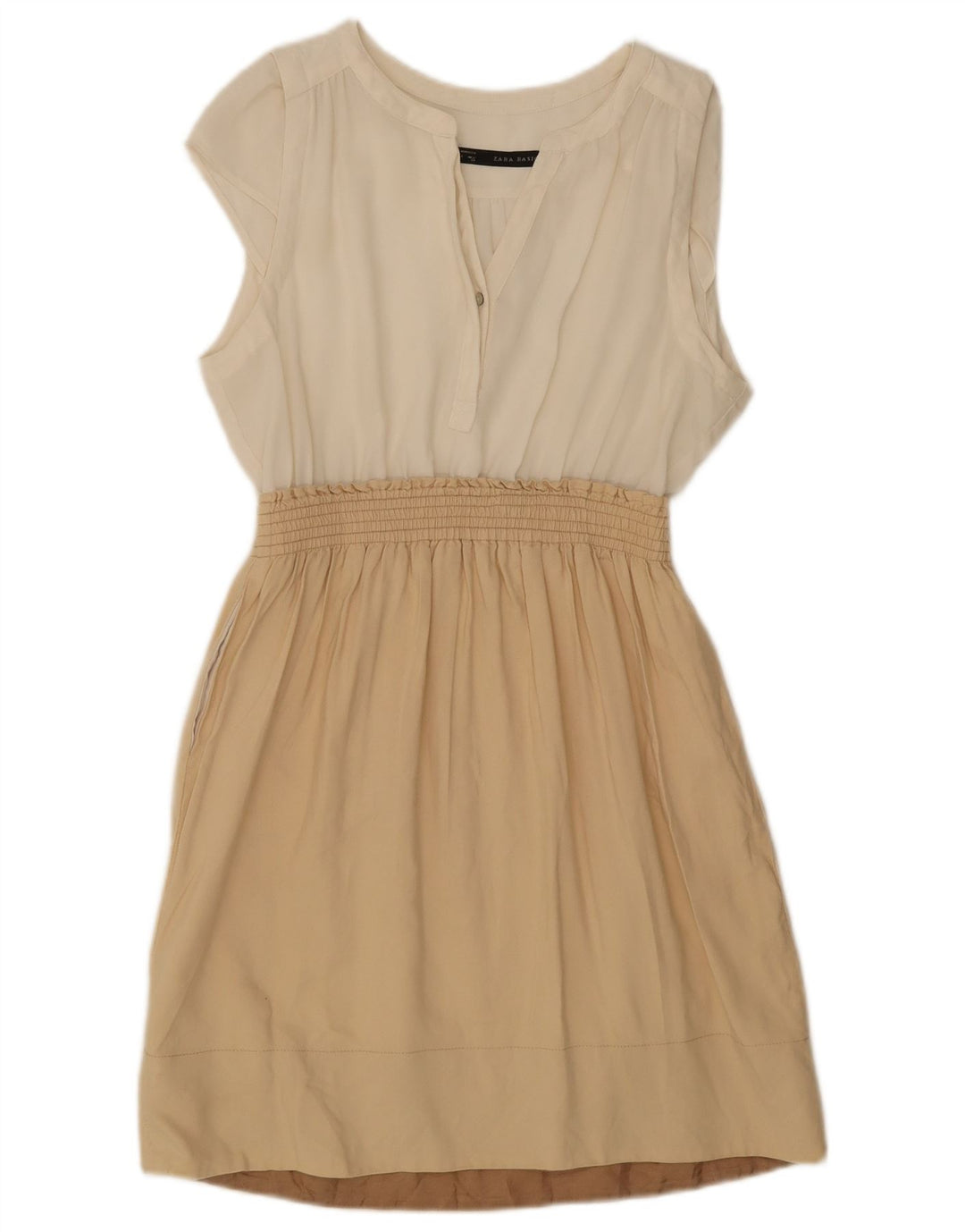 Abito basic da donna Zara UK 12 Poliestere color block bianco medio