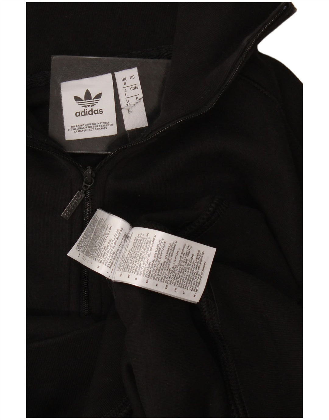Felpa Adidas da donna con collo con zip e grafica oversize, maglione, UK 8, piccola, nera